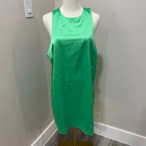 ASOS DESIGN Womens Green Satin Racer Neck Mini Dress Size 14 Party‎ Cocktail thumbnail 2