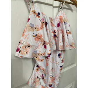 Beachsissi Floral Flounce Off Shoulder Ruffled Monokini One Piece Swimsuit, M thumbnail 5