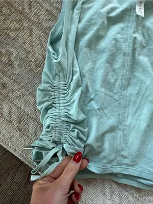 Lululemon Light Teal Sleeveless Drawstring Cinch Detail Tank Top thumbnail 2
