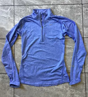 Nike Dri-FIT Womens Half Zip Running Top Purple Heather Long Sleeve XS 1740 thumbnail 1