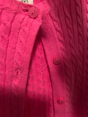 L.L.Bean Women's Cotton Cable Knit Button-Front Cardigan Sweater, Pink thumbnail 3