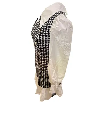 ChicMe Houndstooth Mini Dress, Women’s Size M Black and White thumbnail 5