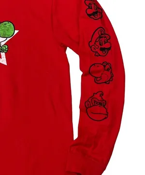 Nintendo Super Mario Long Sleeve T-Shirt Red Tee Crew Neck Video Game thumbnail 7