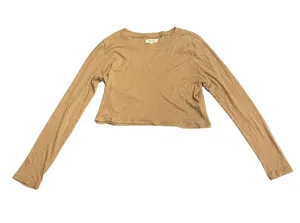 Madewell Fine Soft Ribbed Supercrop Crewneck Long Sleeve Tee Large Lightweight thumbnail 1