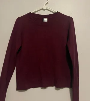 H&M Burgundy Cropped Sweater thumbnail 1