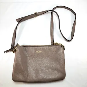 Kate Spade New York Leila Womens Leather‎ Triple Gusset Crossbody Bag Taupe Nude thumbnail 1
