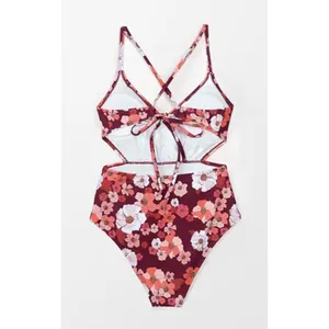 Cupshe Olivia Women XL Floral One Piece Cross Straps Back Tie Floral Swimsuit thumbnail 5