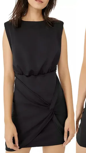 Free People Runaway Knit Mini Dress‎ Sleeveless Draped Black Size XL thumbnail 1