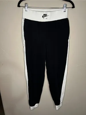 Nike Air Woman’s BB Black White Heather Colorblock HR Sweat‎ Pant Jogger Pants thumbnail 2
