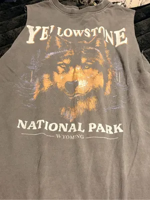 Yellowstone National Park Wyoming Shirt - Gray with Wolf Graphic thumbnail 2