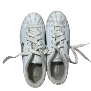 Vtg Skechers White Sneakers 10 Leather Silver Logo Y2k 1990s Shoes WSL Lace up thumbnail 5