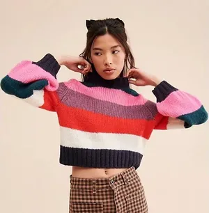 Rolla's Covergirl Gigi Knit Sweater Large Striped Wool‎ Blend Balloon Sleeves thumbnail 1