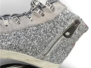 Vintage Havana Silver Glitter High-Top Sneakers with Cream Suede thumbnail 3