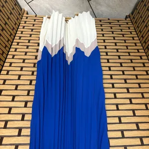 Ya Los Angeles Blue And White Pleated Maxi Dress Size‎ Medium thumbnail 4
