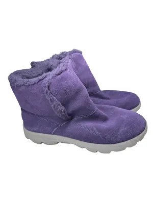 Skechers on-the-go Purple leather Suede Plush-Lined Winter Boots 8.5 slip on thumbnail 2