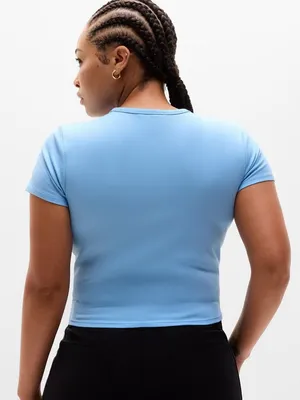 New Athleta S Signature Rib Crop Tee Breeze Blue Small Regular thumbnail 6
