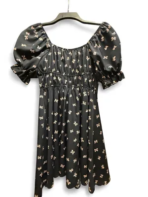 Black mini dress with pink bow decals Size M thumbnail 3