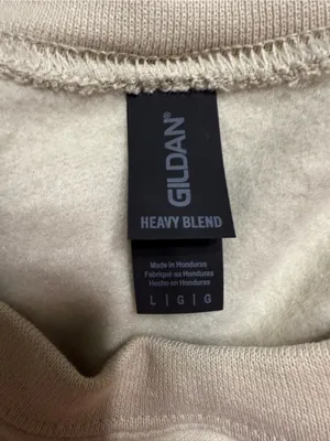 Gildan Tan Sweatshirt with Brown Checkered & Leopard Smiley Graphic thumbnail 2
