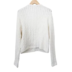 J. Crew White Odette Cable Knit Sweater Lady Jacket Sz L thumbnail 8