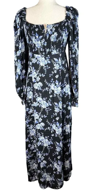 Free People Long Sleeve Jaymes Square Neck Maxi Midi Dress Size M‎ Floral NWT thumbnail 1