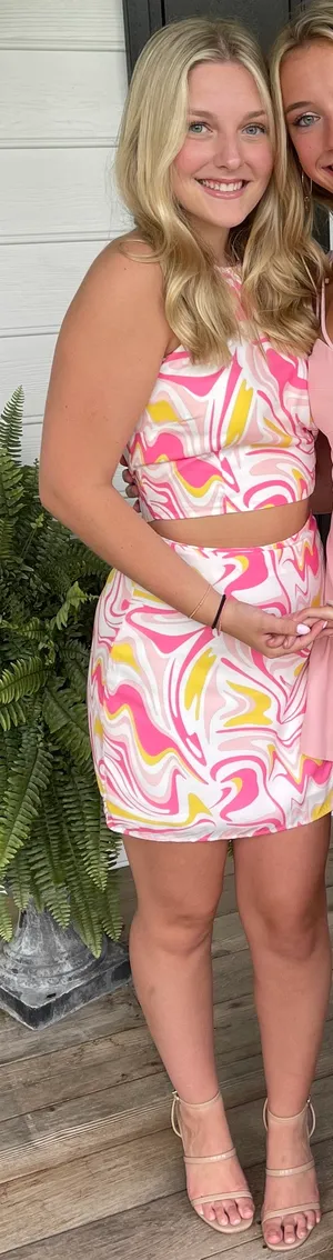 pink And Yellow Swirl Skirt Set thumbnail 1