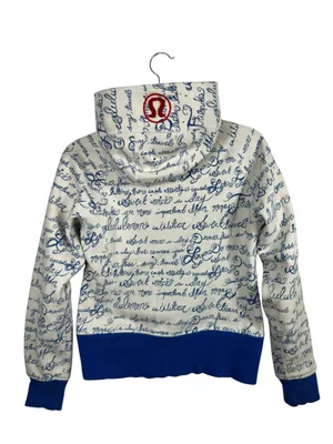 Lululemon Scuba Hoodie II 6 Manifesto Script White Blue Rare Vintage Y2K‎ thumbnail 3