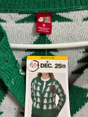 Holiday Tree Pattern Green Cardigan Sweater by Dec 25th Medium thumbnail 4