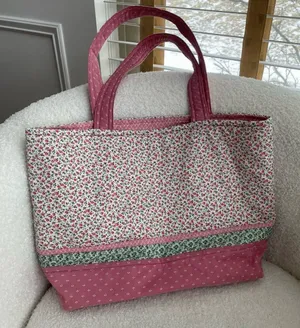 Calico Tote Bag Purse Quilted 10.5”x15”x5” thumbnail 1