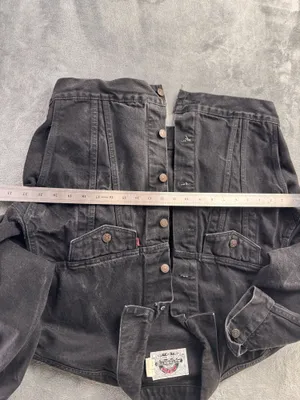vintage 90s levi’s 77598-0260 black denim trucker jacket men’s M boxy thumbnail 14