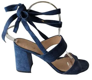 Club Monaco Wrap Sandals Aelena Size 7 Blue Suede Heeled thumbnail 1