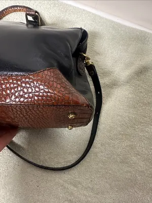 Brahmin Black and Brown Leather Crossbody Satchel-Crossbody thumbnail 6