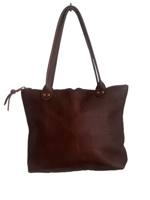 Hawks and Doves SHORT BROWN PORTER Leather Tote in Dark Brown thumbnail 2