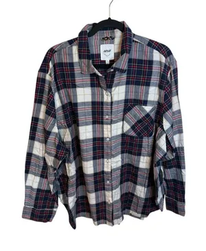 NWT Aerie Off Duty Plaid Flannel Shirt thumbnail 1