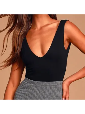 Lulu's basic black bodysuit size medium thumbnail 6