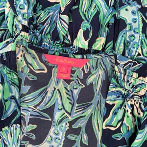 LILLY PULITZER Cristiana Dress‎ High Tide Navy Take It Or Leaf It Smocked 0 thumbnail 12