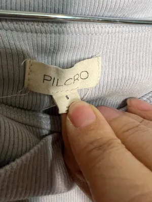 Pilcro Anthropologie Off The Shoulder Light Blue Micro Ribbed Long Sleeve‎ Top thumbnail 6