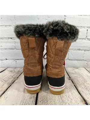 Wild Diva Womens Round Toe Faux Fur Lined Lace Up Mid-Calf Rain Boots Size 6 thumbnail 5