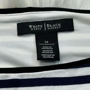 White House Black Market Navy and White Striped Long Sleeve Shirt thumbnail 7