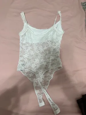 White lace bodysuit with floral design from SHEIN in a size small #lace #floral thumbnail 2