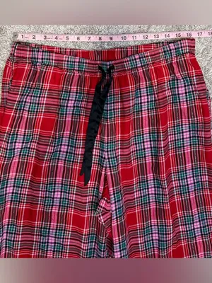 Victoria's Secret Red Pink Green Plaid Flannel Pajama Set Women’s Size Large thumbnail 13