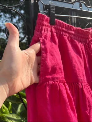 Gap Women’s Hot Pink Linen Tiered Skirt Size XS Boho Y2K Peasant Colorful thumbnail 4