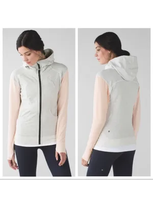 Lululemon On The Daily Hoodie Heathered White / Butter Pink size 8 thumbnail 2