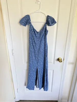 Reformation Baxley Midi Dress in Marie Blue Floral thumbnail 4