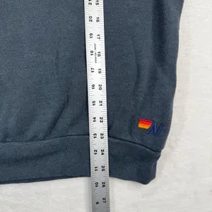 Aviator Nation Womens Smiley Face‎ Rainbow Stripe Raglan Sweatshirt Gray Medium thumbnail 3