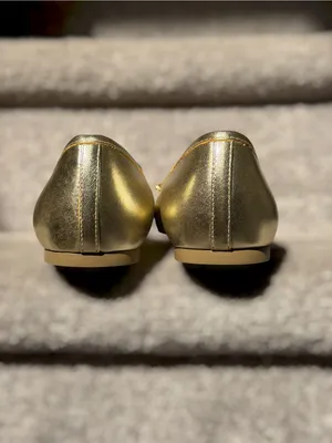 NEW Talbots Blair Metallic Gold Leather Bow Ballet Flats Cap Toe Balletcore thumbnail 9