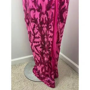 Iris Pink Sparkly Sequined Formal Low Back Evening Prom Dress Large thumbnail 3