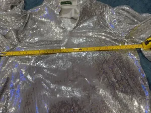 Josey Wynette Silver Sequin Long Sleeve V-Neck Blouse and Matching Jogger Set thumbnail 14