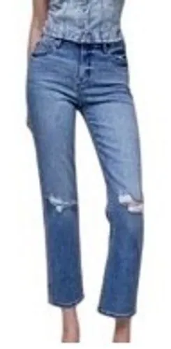 Hidden Jeans Tracey High Rise Straight‎ Leg Distressed Blue Denim Jeans Size 27 thumbnail 1