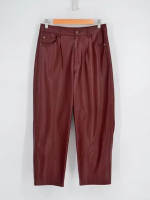 Anthropologie Pilcro The Breaker Cropped Faux Leather Pants Burgundy Wine 27 thumbnail 3
