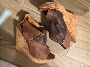 Not Rated Brown & Dark Brown Studded Open-Toe Slingback Mules thumbnail 4